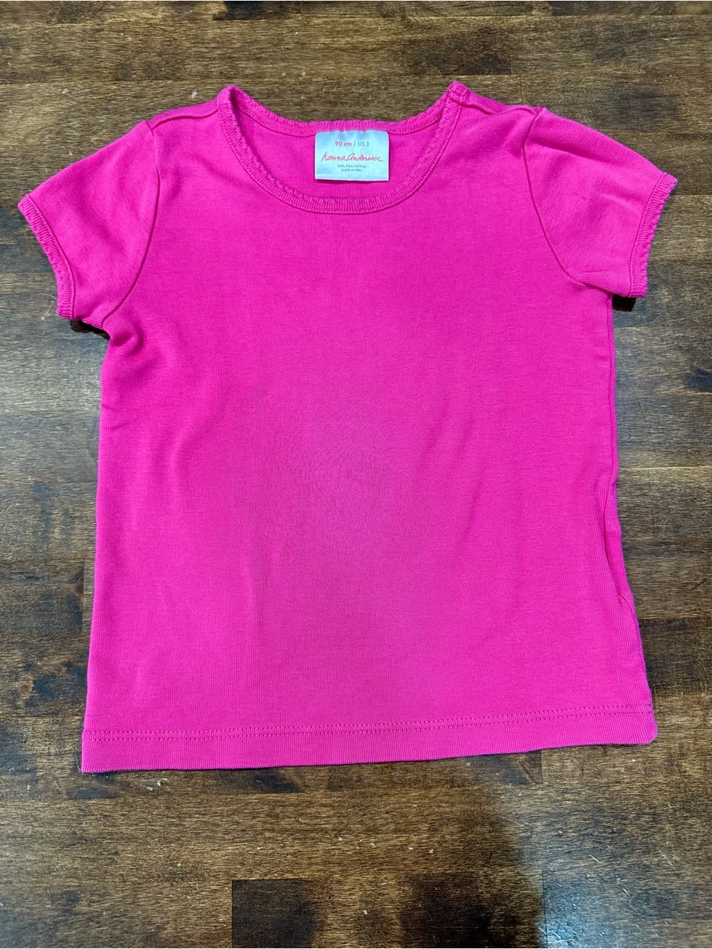 Hanna Andersson Sz 3T 90 Pima Cotton T-Shirt Bright Pink Short Sleeve